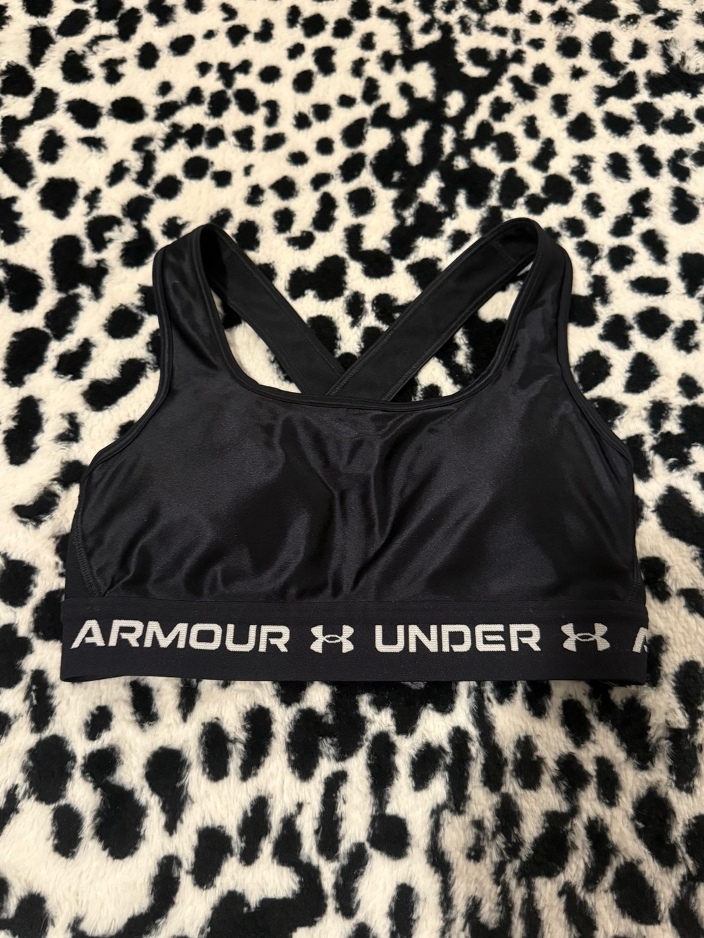 Under Armour Black Logo Elastic Crossback Sports Bra
